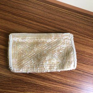 Vintage La Regale sequin beaded clutch purse gold damage